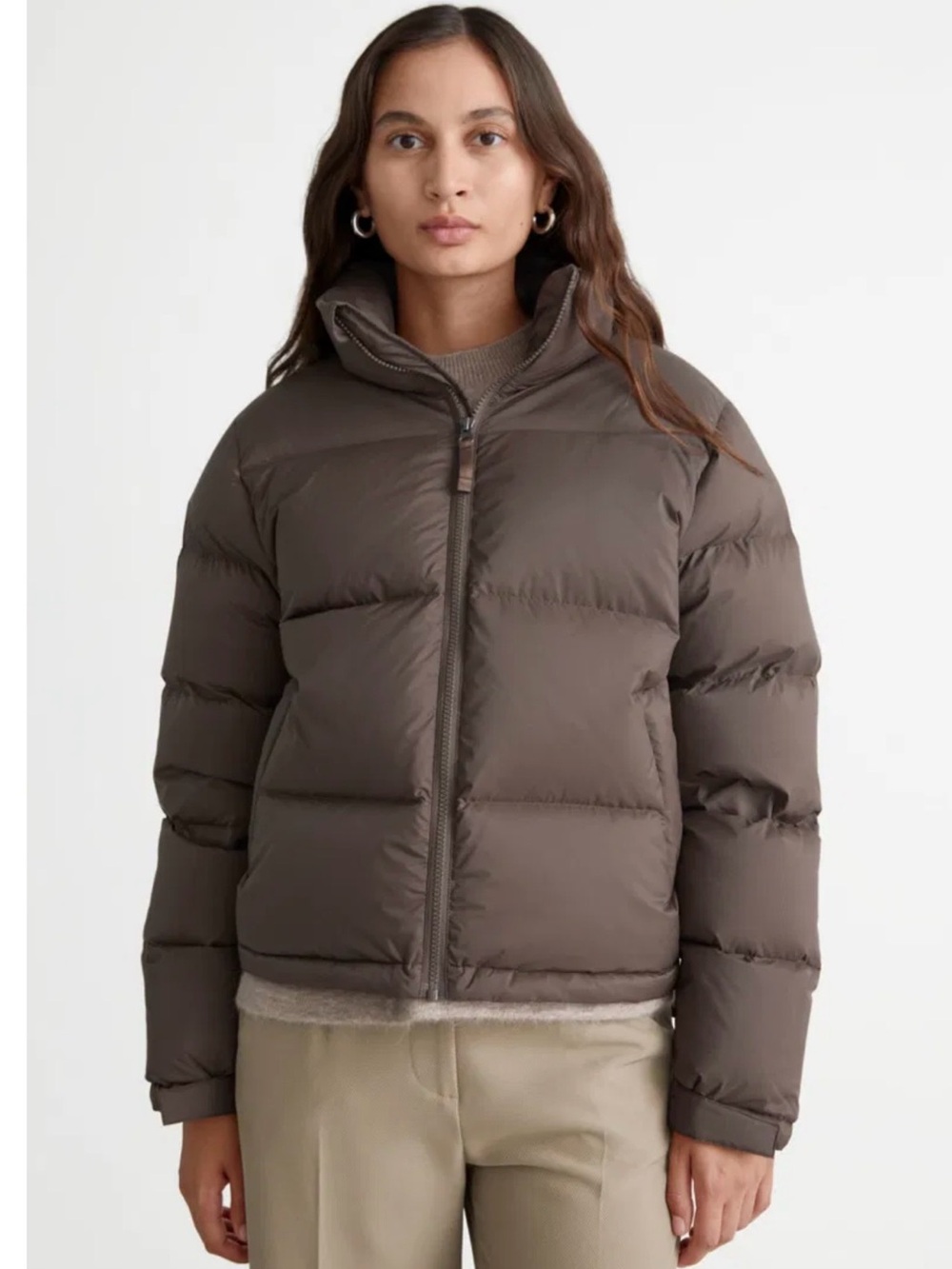 & Other Stories Short Puffer Jacket in Dark Brown